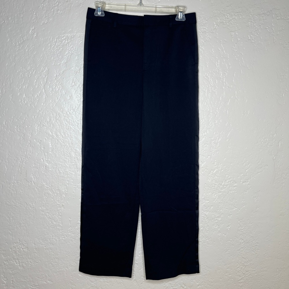 Banana Republic Womens Black Tuxedo Mid-Rise Straight-Fit Trouser NWT Size 10